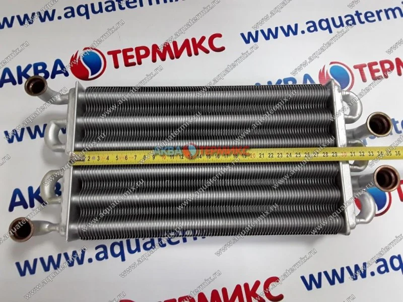 Теплообменник битермический Heatwave Ferroli Domiproject F 32 (39819670): размеры по линейке